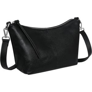imageIswee Leather Handbags for Women Crossbody Purse Designer Everyday Shoulder Bag Satchel Small Tote BagBlack