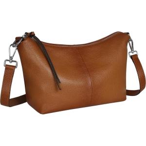 imageIswee Leather Handbags for Women Crossbody Purse Designer Everyday Shoulder Bag Satchel Small Tote BagSorrel