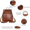 imageIswee Vintage Waxy Leather Ladies Backpack Purses for Women Backpack Style Antitheft Casual Daypack Shoulder Bag Fashion Bag Brown