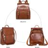 imageIswee Vintage Waxy Leather Ladies Backpack Purses for Women Backpack Style Antitheft Casual Daypack Shoulder Bag Fashion Bag Brown