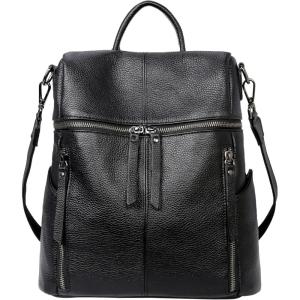 imageIswee Genuine Leather Backpack for Women Casual Backpacks Purse Fashion Ladies Work Travel Bag AntiTheft Black