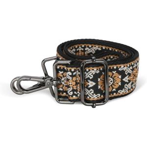 imageIswee Purse Straps Replacement Crossbody Long Shoulder Strap for Handbags Adjustable Guitar Straps with Metal HooksBrown Flower