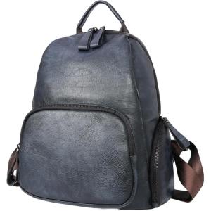 imageIswee Retro Leather Backpacks for Women Anti Theft Back Pack Purse Medium Size Daypack Bag Work BackpackBlack