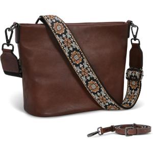 imageIswee Genuine Leather Purses for Women Vintage Crossbody Bag Womens Shoulder Handbags Designer Hobo PurseCoffee
