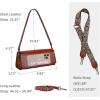 imageIswee Leather Purses for Women Crossbody Bag Vintage Flap Saddle Purse Zipper Womens Shoulder Handbags with 3 StrapsBrown