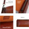 imageIswee Leather Purses for Women Crossbody Bag Vintage Flap Saddle Purse Zipper Womens Shoulder Handbags with 3 StrapsBrown