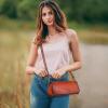 imageIswee Leather Purses for Women Crossbody Bag Vintage Flap Saddle Purse Zipper Womens Shoulder Handbags with 3 StrapsCoffee
