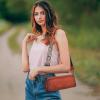 imageIswee Leather Purses for Women Crossbody Bag Vintage Flap Saddle Purse Zipper Womens Shoulder Handbags with 3 StrapsCoffee