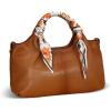 imageIswee Leather Top Handle Bags for Women Stylish Tote Purse Medium Shoulder Bag Long Scarf Purse Scarves