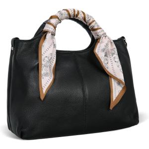 imageIswee Designer Handbags Stylsih Leather Crossbody Purse for Women and Silk Scarf Neck Satin Purse Decor