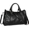 imageIswee Satchel Bags for Women Genuine Shoulder Bag Leather Handbags Hobo Crossbody Bags Vintage Purse Tote BagBlack
