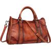 imageIswee Satchel Bags for Women Genuine Shoulder Bag Leather Handbags Hobo Crossbody Bags Vintage Purse Tote BagDark Brown