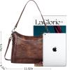 imageIswee Genuine Leather Crossbody Bags for Women Satchel Purse Hobo Handbag Ladies Vintage Shoulder Bag WorkCoffee