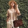 imageIswee Genuine Leather Satchel Tote Bag Top Handle Handbag Designer Shoulder Bag Large Capacity Cross Body BagGreen