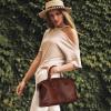 imageIswee Genuine Leather Satchel Tote Bag Top Handle Handbag Designer Shoulder Bag Large Capacity Cross Body BagGreen