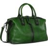 imageIswee Genuine Leather Satchel Tote Bag Top Handle Handbag Designer Shoulder Bag Large Capacity Cross Body BagGreen