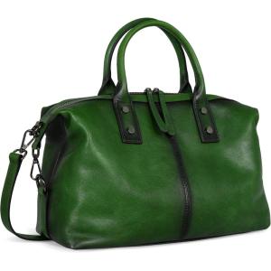 imageIswee Genuine Leather Satchel Tote Bag Top Handle Handbag Designer Shoulder Bag Large Capacity Cross Body BagGreen
