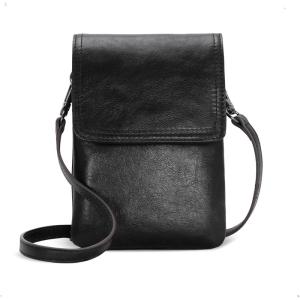 imageIswee Leather Crossbody Bags for Women RFID Blocking Cell Phone Purse Small AntiTheft Zippered with Card slotsBlack