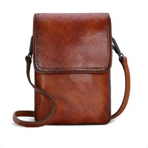 imageIswee Leather Crossbody Bags for Women RFID Blocking Cell Phone Purse Small AntiTheft Zippered with Card slotsBrown