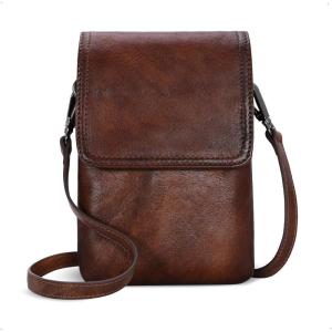 imageIswee Leather Crossbody Bags for Women RFID Blocking Cell Phone Purse Small AntiTheft Zippered with Card slotsCoffee