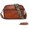 imageIswee Leather Crossbody Bags for Women Vintage Shoulder Bag Small Satchel Purse Zippered Purse with Adjustable StrapBrown