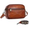 imageIswee Leather Crossbody Bags for Women Vintage Shoulder Bag Small Satchel Purse Zippered Purse with Adjustable StrapBrown
