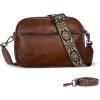 imageIswee Leather Crossbody Bags for Women Vintage Shoulder Bag Small Satchel Purse Zippered Purse with Adjustable StrapCoffee
