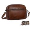 imageIswee Leather Crossbody Bags for Women Vintage Shoulder Bag Small Satchel Purse Zippered Purse with Adjustable StrapCoffee
