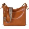 imageIswee Leather Purses for Women Designer Crossbody Bags Zippered MultiPocket Shoulder Handbags with Adjustable Wide StrapBrown