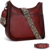 imageIswee Crossbody Bags for Women Genuine Leather Purses Vintage Shoulder Handbags Travel Cross Body Bag with Boho StrapWine