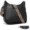imageIswee Crossbody Bags for Women Genuine Leather Purses Vintage Shoulder Handbags Travel Cross Body Bag with Boho StrapBlack