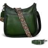 imageIswee Crossbody Bags for Women Genuine Leather Purses Vintage Shoulder Handbags Travel Cross Body Bag with Boho StrapGreen
