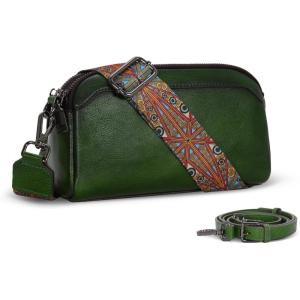 imageIswee Leather Purses for Women Small Cossbody Bags Multi Pockets Shoulder Purse Vintage Satchel Bag Daily Travel PursesGreen