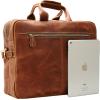 imageIswee Leather Briefcase Fit under 165quot Laptop Tote Shoulder Bag for Men Messenger Satchel Work Case Handbags Crossbody Light Brown Large