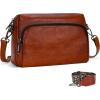 imageIswee Leather Crossbody Purses for Women Shoulder Handbags with Pockets Satchel Purse Stylish Cross Body Bag for TravelBrown