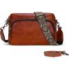 imageIswee Leather Crossbody Purses for Women Shoulder Handbags with Pockets Satchel Purse Stylish Cross Body Bag for TravelBrown