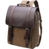 imageIswee Canvas Leather Hiking Travel Backpack Rucksack School Bag 156 inch Laptops Backpack College School Computer Bag for Women and Men Dark Brown