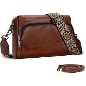 imageIswee Leather Crossbody Purses for Women Shoulder Handbags with Pockets Satchel Purse Stylish Cross Body Bag for TravelCoffee