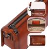 imageIswee Leather Bag Crossbody Bag for Woman Purses and Handbag Shoulder Bags Medium Pocketbooks Detachable Long Straps SatchelBrown