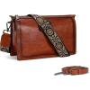 imageIswee Leather Bag Crossbody Bag for Woman Purses and Handbag Shoulder Bags Medium Pocketbooks Detachable Long Straps SatchelBrown