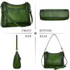 imageIswee Genuine Leather Crossbody Bags for Women Satchel Purse Hobo Handbag Ladies Vintage Shoulder Bag WorkGreen