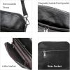 imageIswee Leather Crossbody Bags for Women Multi Pockets Medium Shoulder Bag Lightweight Functional Travel PurseBlack