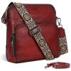 imageIswee Leather Crossbody Bags for Women Multi Pockets Medium Shoulder Bag Lightweight Functional Travel PurseWine