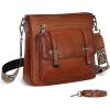 imageIswee Soft Leather Crossbody Bags for Women Shoulder Handbags Multi Pocket Travel Purse with Adjustable Strap Medium SizeBrown