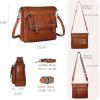 imageIswee Soft Leather Crossbody Bags for Women Shoulder Handbags Multi Pocket Travel Purse with Adjustable Strap Medium SizeBrown