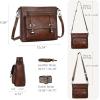 imageIswee Soft Leather Crossbody Bags for Women Shoulder Handbags Multi Pocket Travel Purse with Adjustable Strap Medium SizeCoffee