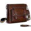imageIswee Soft Leather Crossbody Bags for Women Shoulder Handbags Multi Pocket Travel Purse with Adjustable Strap Medium SizeCoffee