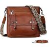 imageIswee Soft Leather Crossbody Bags for Women Shoulder Handbags Multi Pocket Travel Purse with Adjustable Strap Medium SizeBrown
