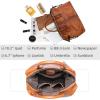 imageIswee Genuine Leather Satchel Tote Bag Top Handle Handbag Designer Shoulder Bag Large Capacity Cross Body BagLight Brown
