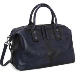 imageIswee Genuine Leather Satchel Tote Bag Top Handle Handbag Designer Shoulder Bag Large Capacity Cross Body BagNavy Blue